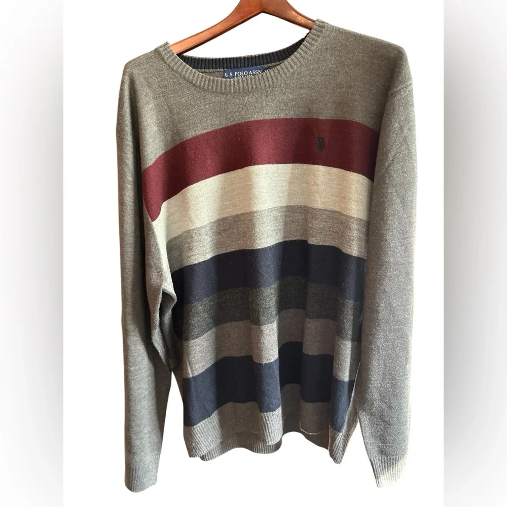 U.S. Polo Assn. Men's‎ XXL Striped Crew Neck Sweater Multicolor Pullover